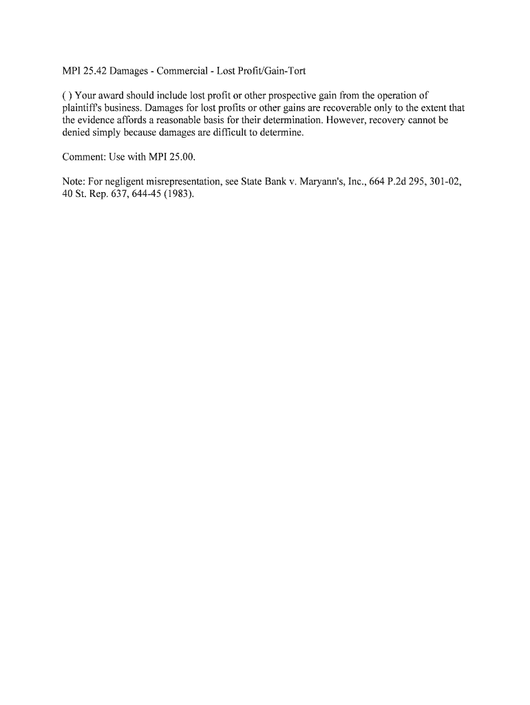 42 Damages Commercial Lost ProfitGain Tort Form