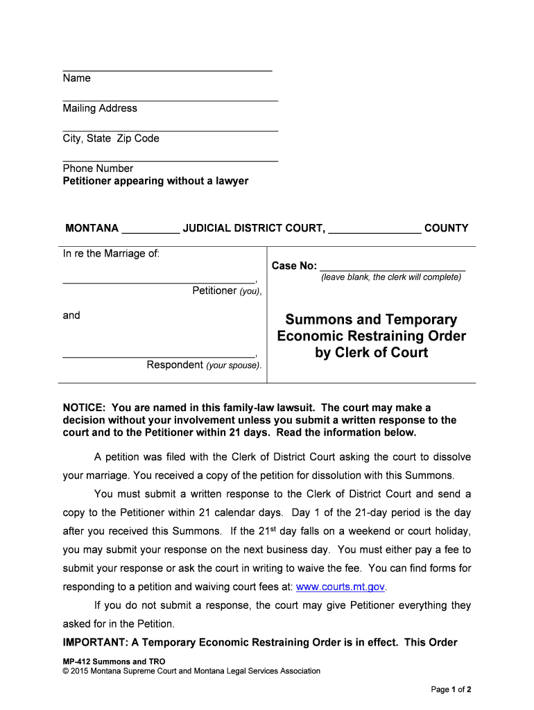 Cover Sheet Civil District Court  Form