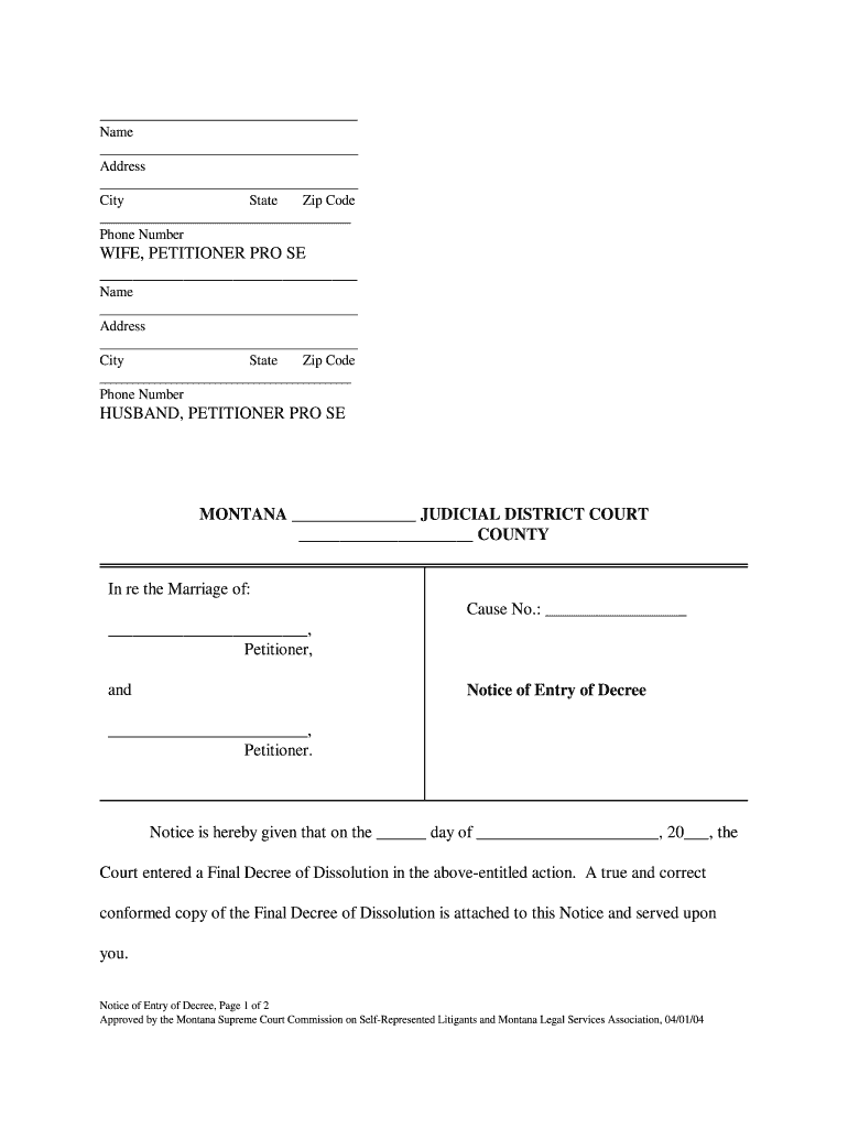 Notice of Decree Form Forms Archive