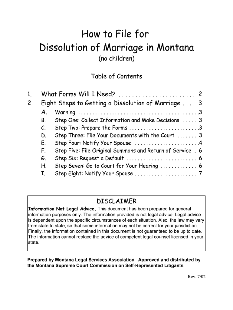 Introduction to Family Law in MontanaMontanaLawHelp Org  Form