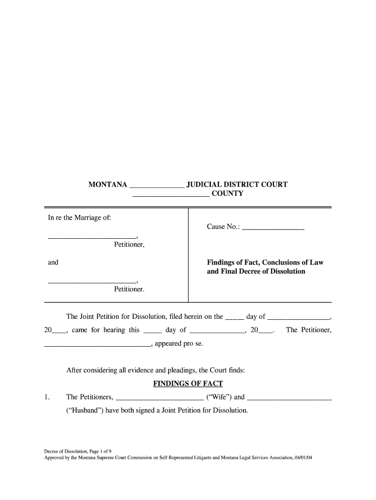 MONTANA TWENTY FIRST JUDICIAL DISTRICT COURT RAVALLI COUNTY  Form