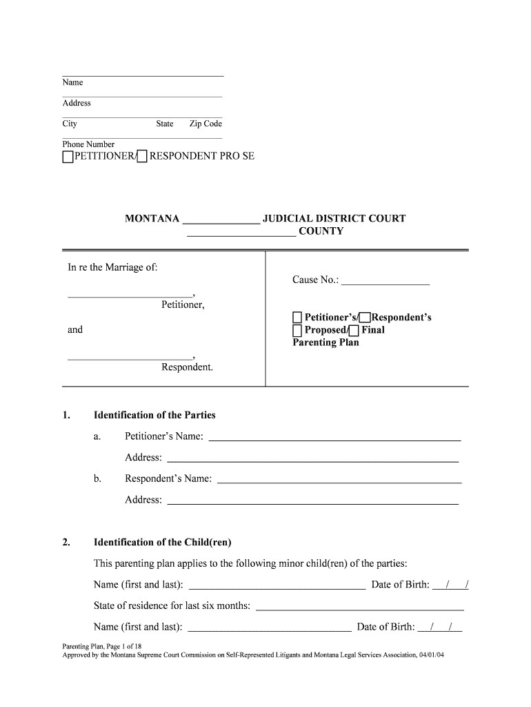 RESPONDENT PRO SE MONTANA FOURTH JUDICIAL  Form