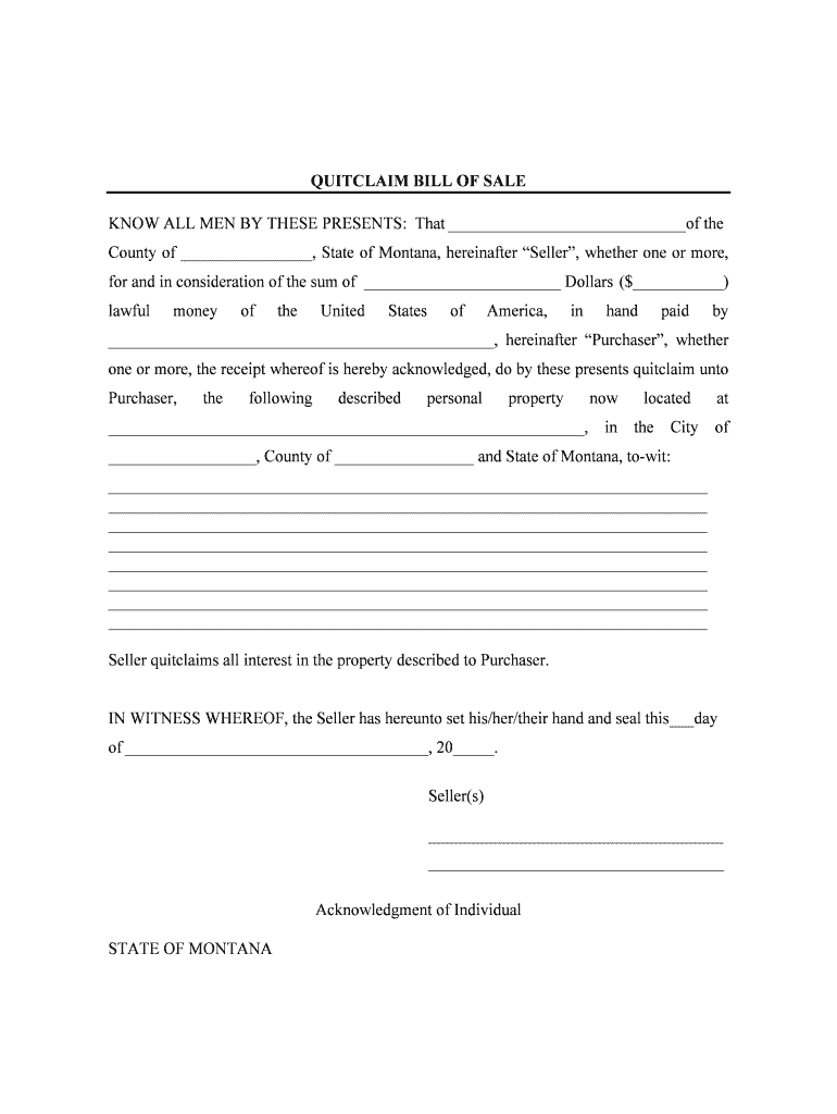 Montana Quit Claim Deed Templates PDF &amp;amp; DOCX  Form