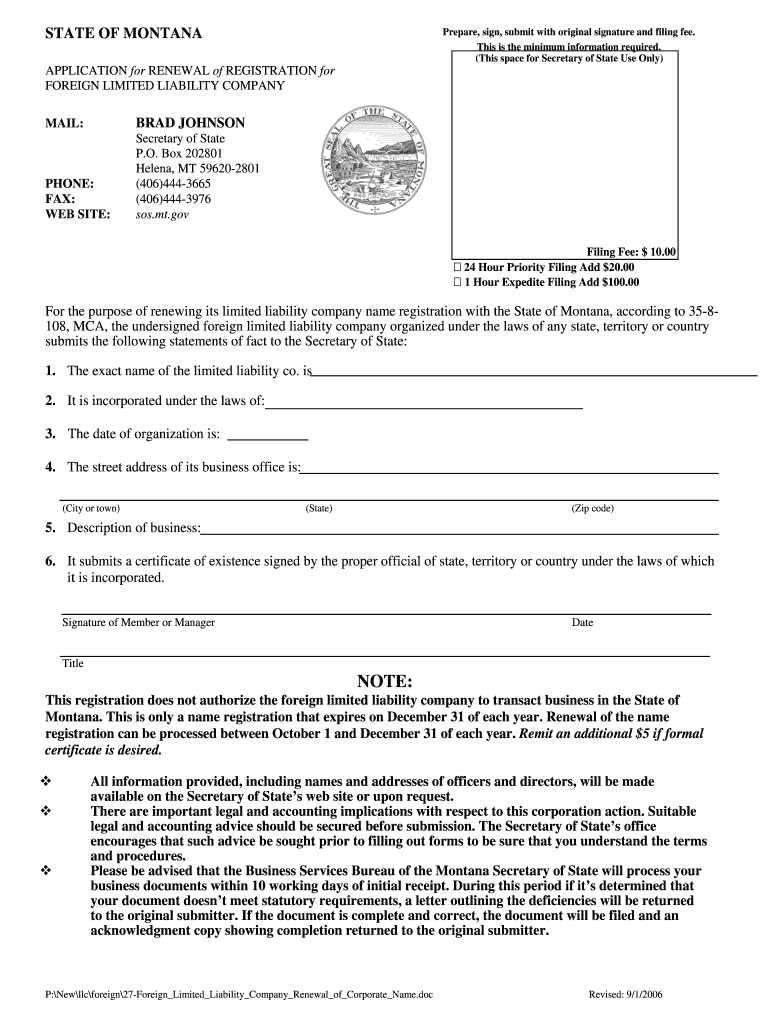 APPLICATION for RENEWAL of REGISTRATION for  Form