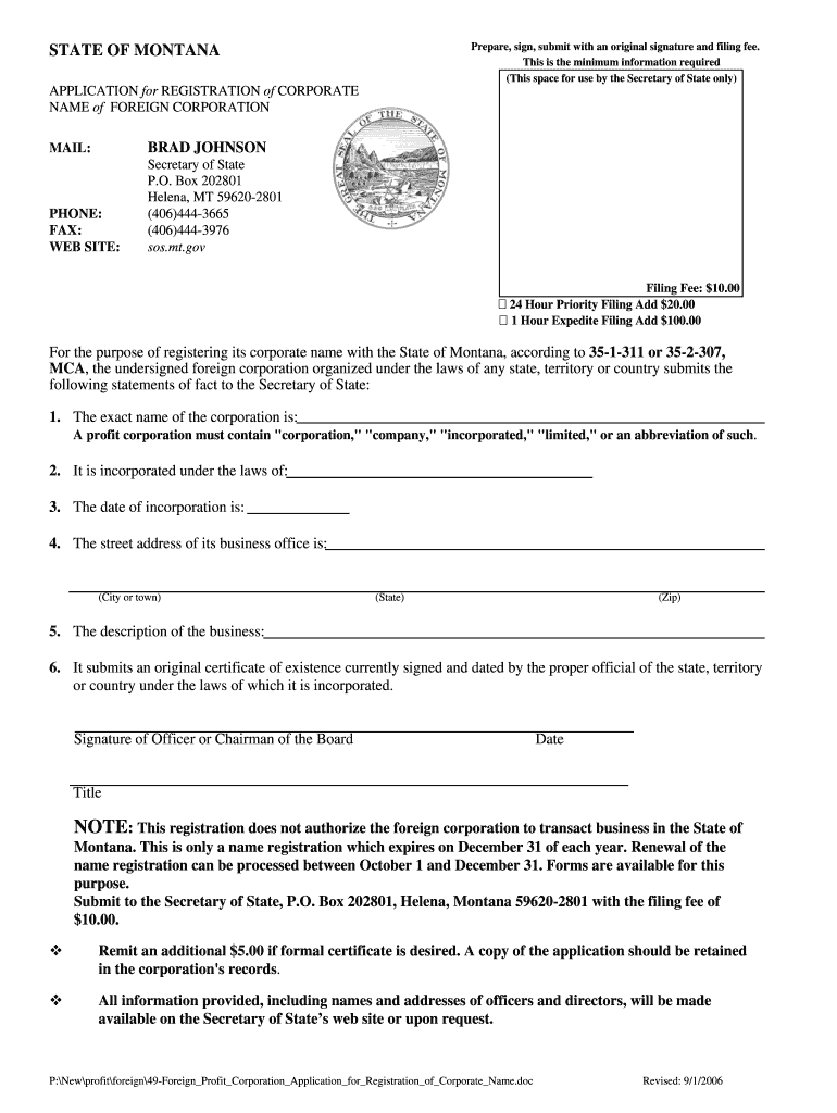 APPLICATION for REGISTRATION of CORPORATE  Form