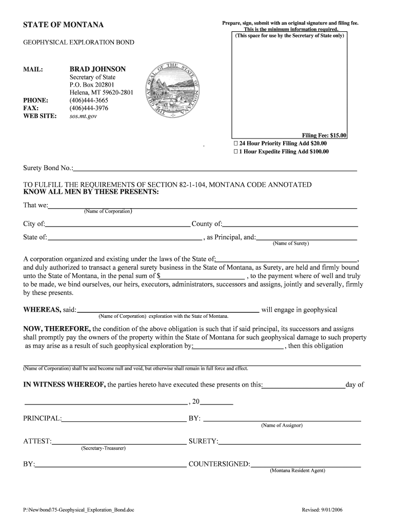 STATE of MONTANA Prepare, Sign, and Submit with an Original  Form