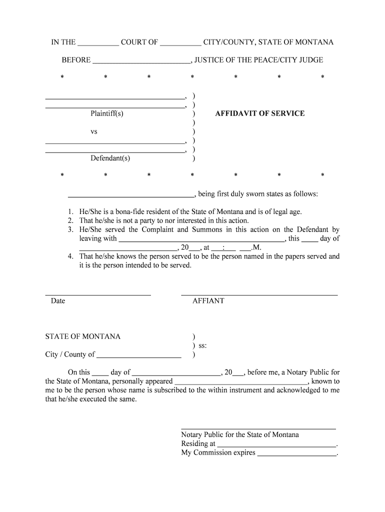 In the COURT of CITYCOUNTY, STATE of MONTANA  Form