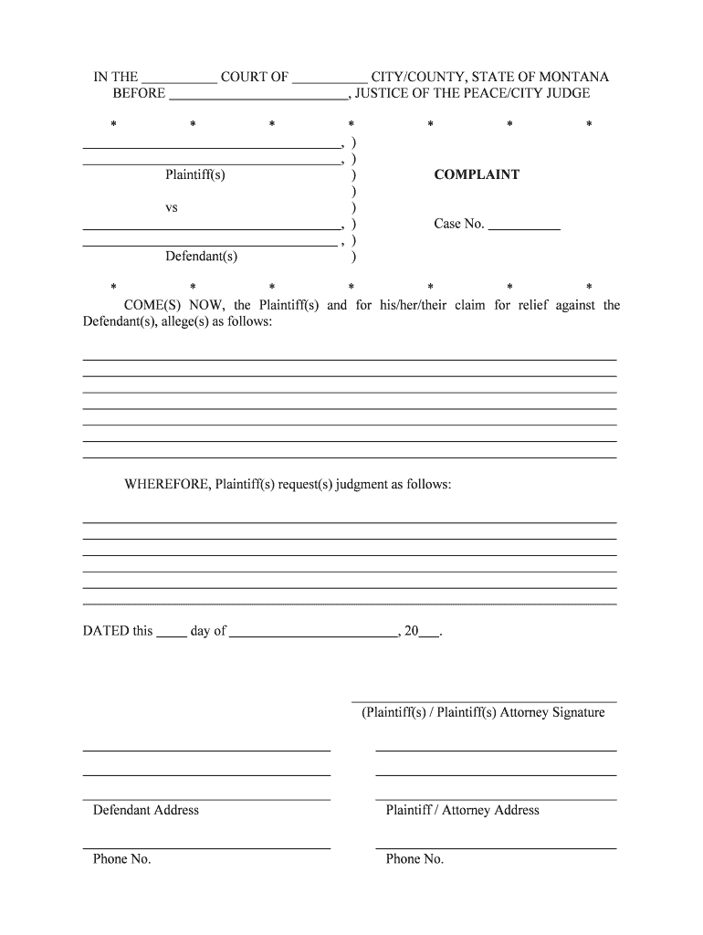 CourtDistrict Judicial District Court, State of Montana  Form