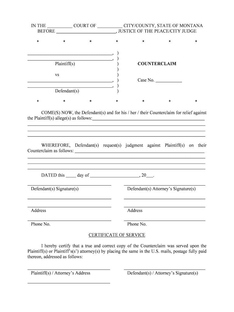 In the JUSTICE COURT of CARBON COUNTY, RED LODGE, STATE of  Form