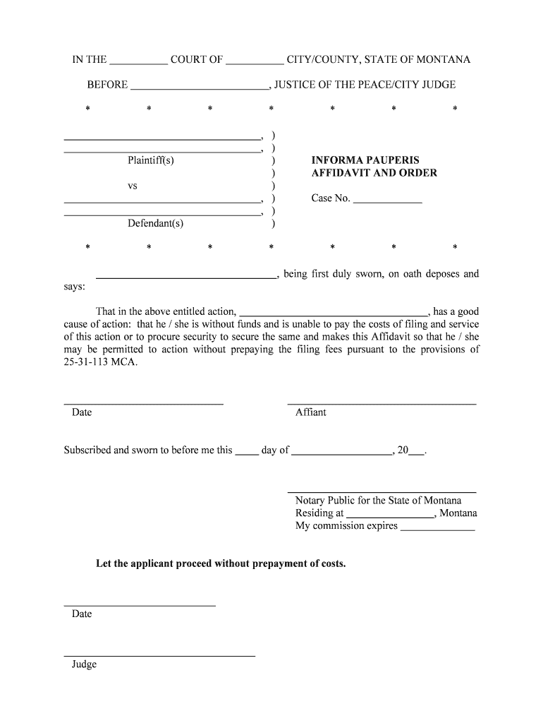 in THECOURT OFCITYCOUNTY, STATE of MONTANA  Form