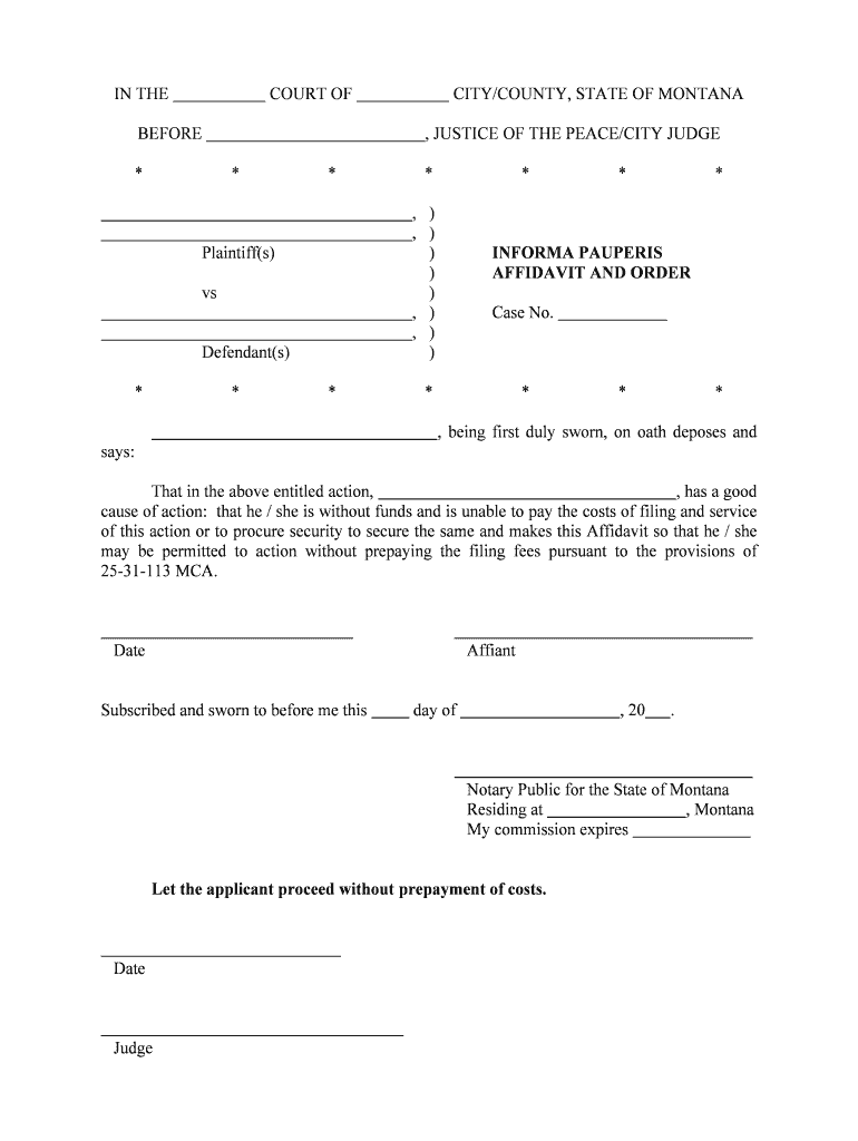 In THECOURT OFCITYCOUNTY, STATE of MONTANA  Form