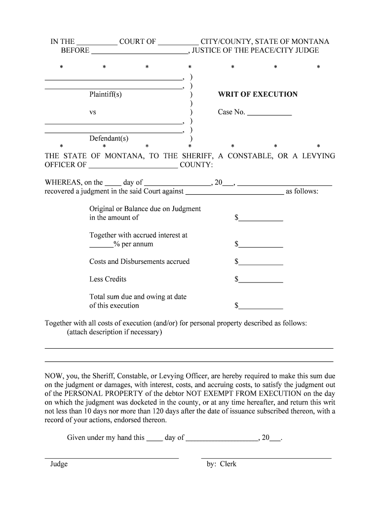 Montana Justice and City Court Rules of Civil Procedure  Form