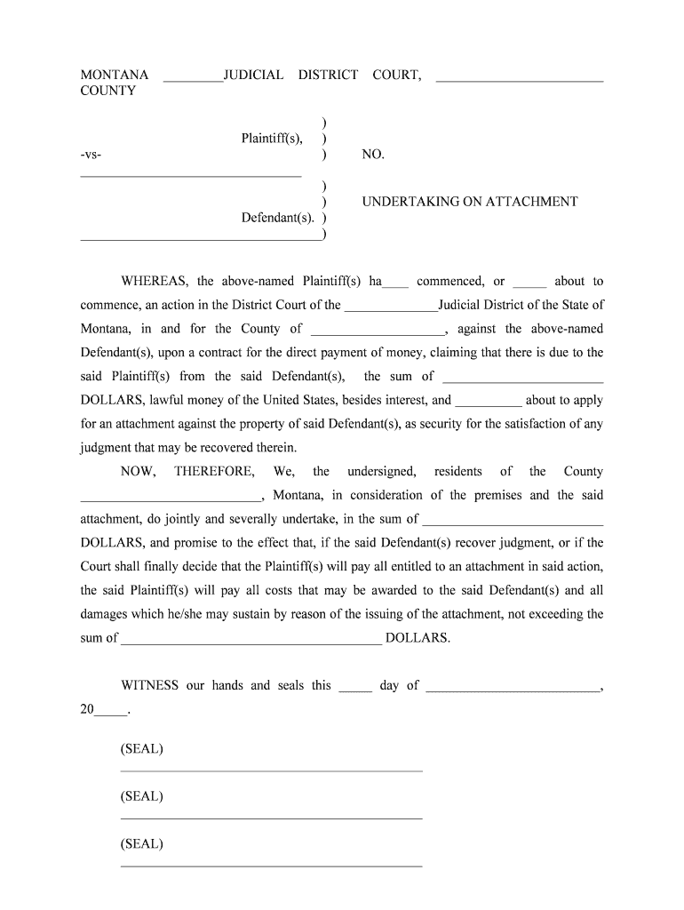 UNDERTAKING on ATTACHMENT  Form