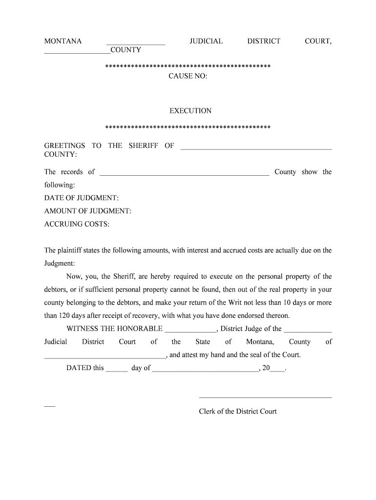 Rule 23 Execution, MCA Montana State Legislature  Form