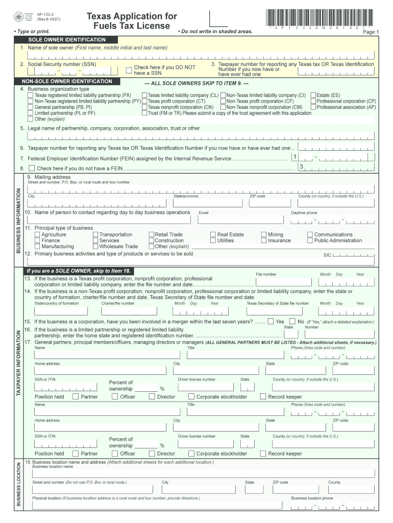 Texas 133  Form