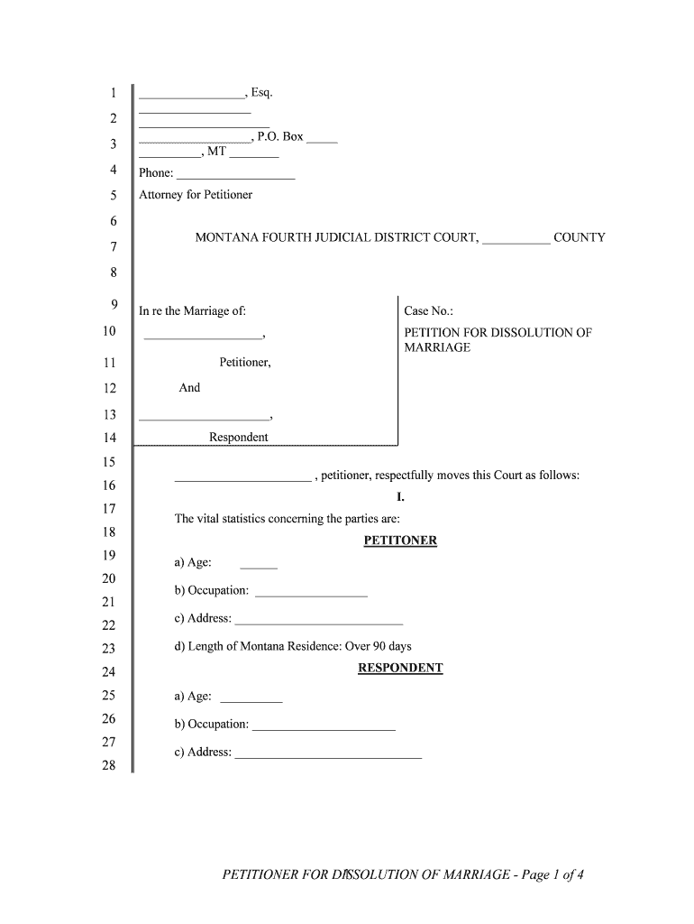 Summary Dissolution Marriage MontanaLawHelp Org  Form