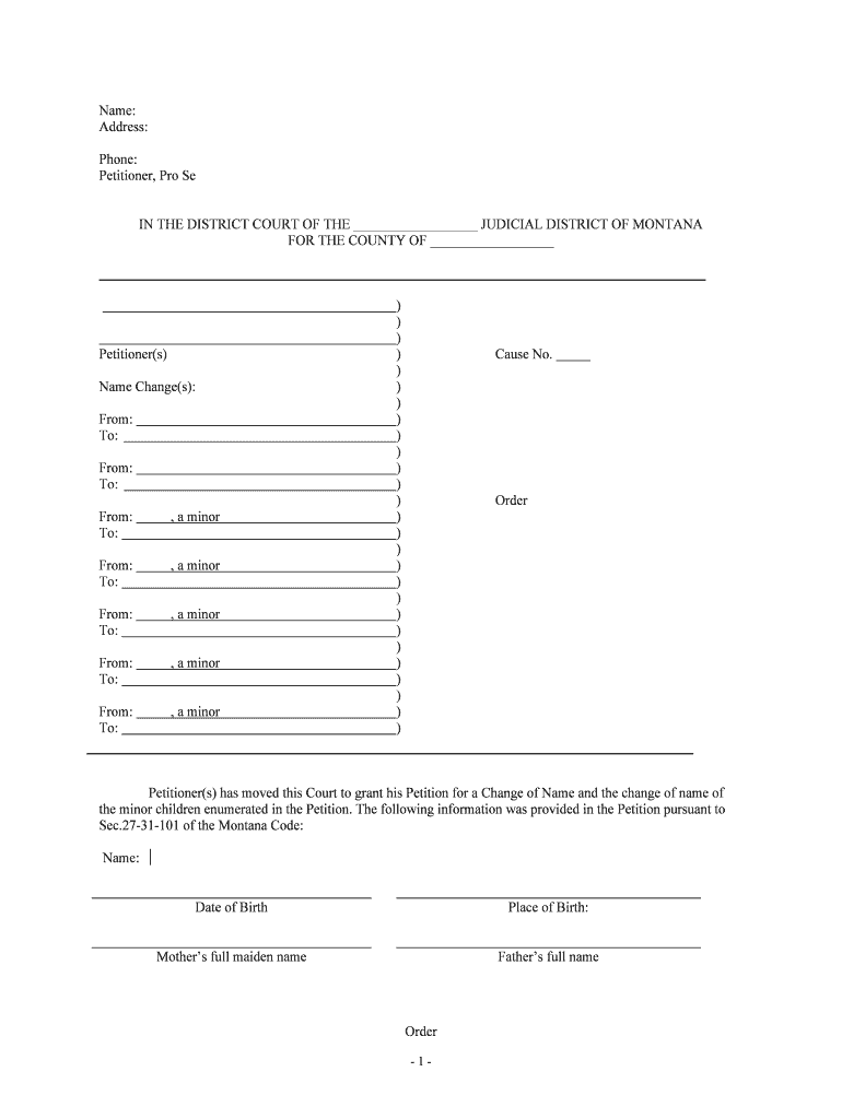 Petitioners Has Moved This Court to Grant His Petition for a Change of Name and the Change of Name of  Form