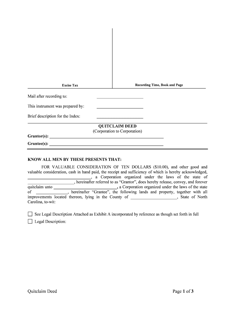 Nc Quit Claim Deed Fill Online, Printable, Fillable, Blank  Form
