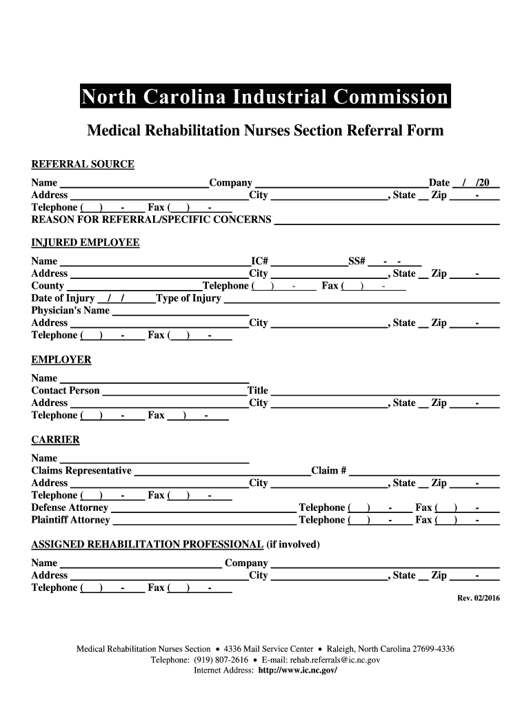 Nurses Section Referral FormNorth Carolina Forms Workflow