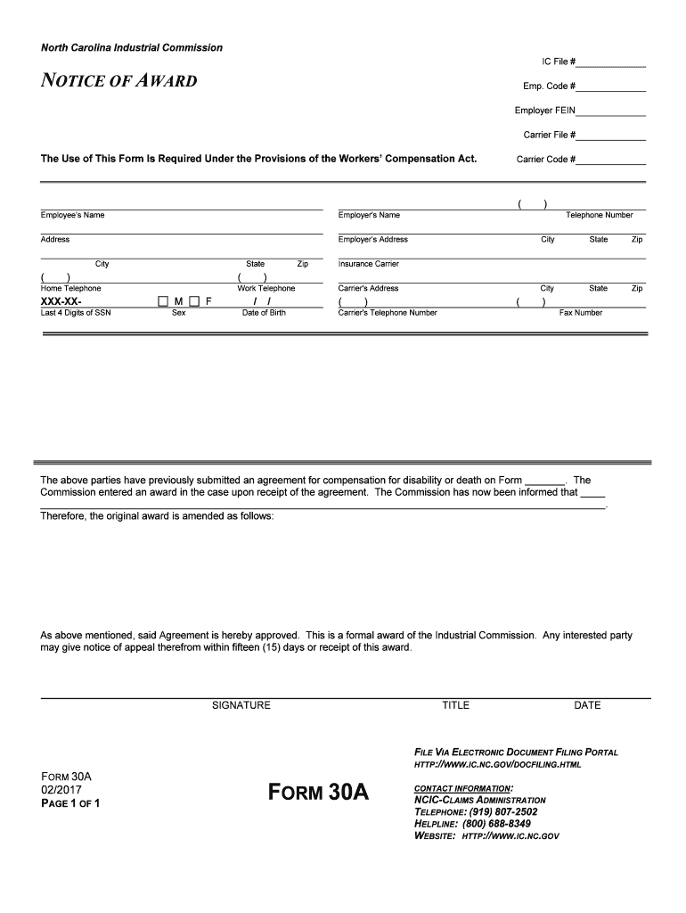 Form 18 NC Industrial Commission NC Gov