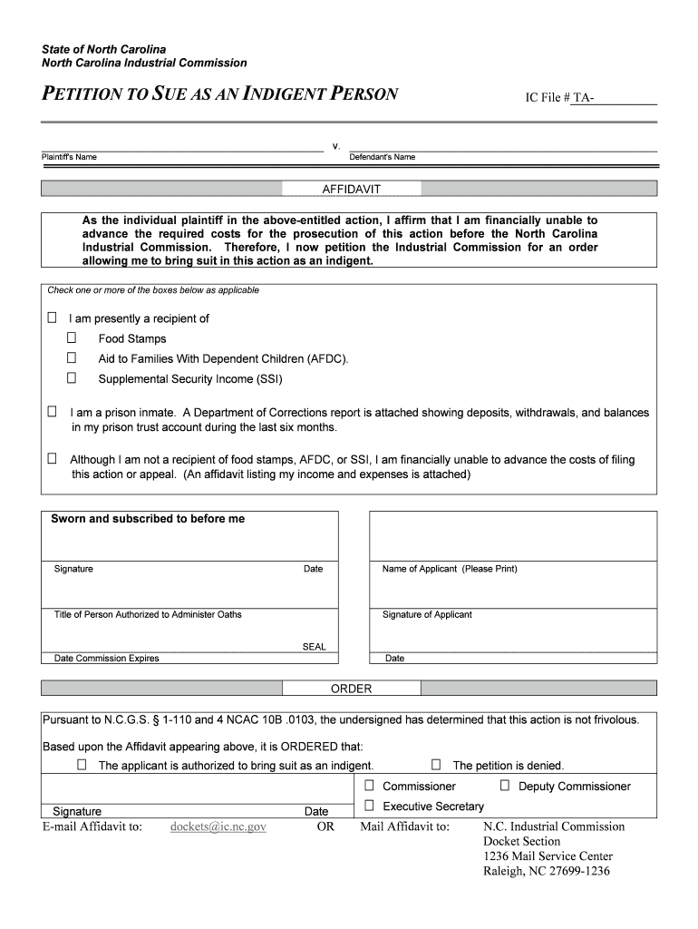 Request to File a Case or Make an Appeal as an Indigent  Form