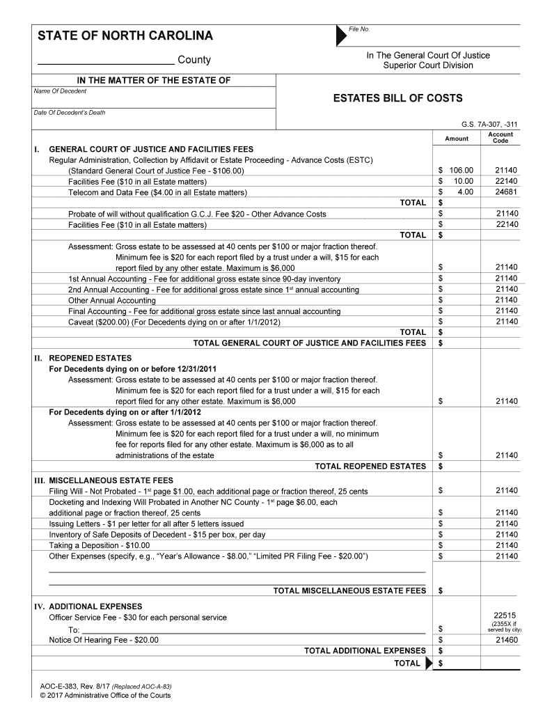 EstatesNorth Carolina Judicial Branch  Form