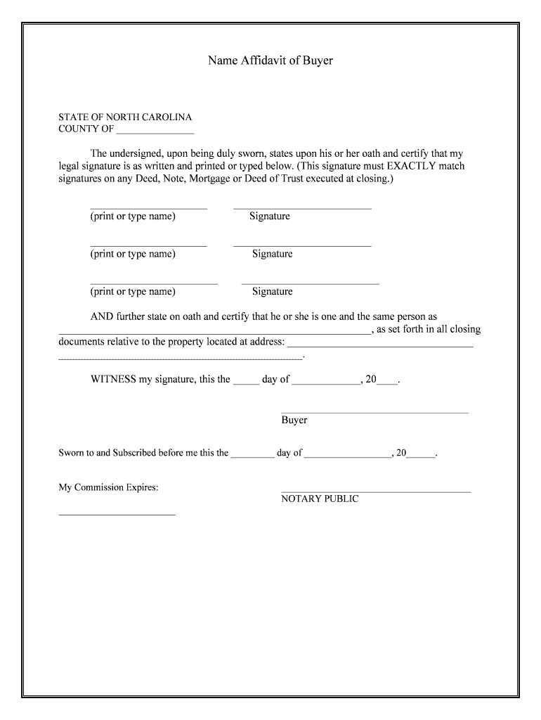 North Carolina Affidavit FormsFor Your StateUS Legal Forms