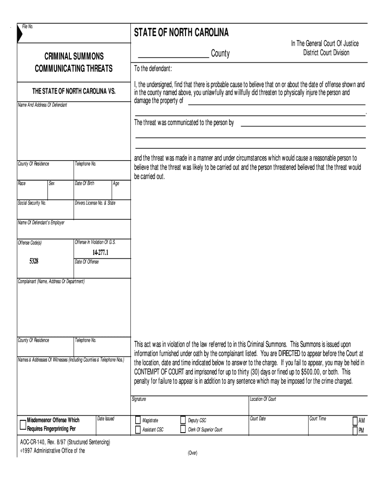 In the County Named Above, You Unlawfully and Willfully Did Threaten to Physically Injure the Person and  Form