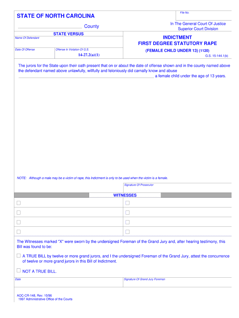 FIRST DEGREE STATUTORY RAPE  Form