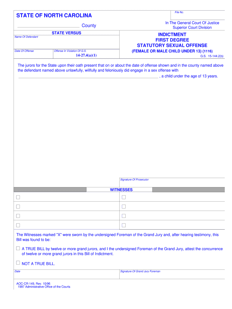 The Criminal Indictment UNC School of Government  Form