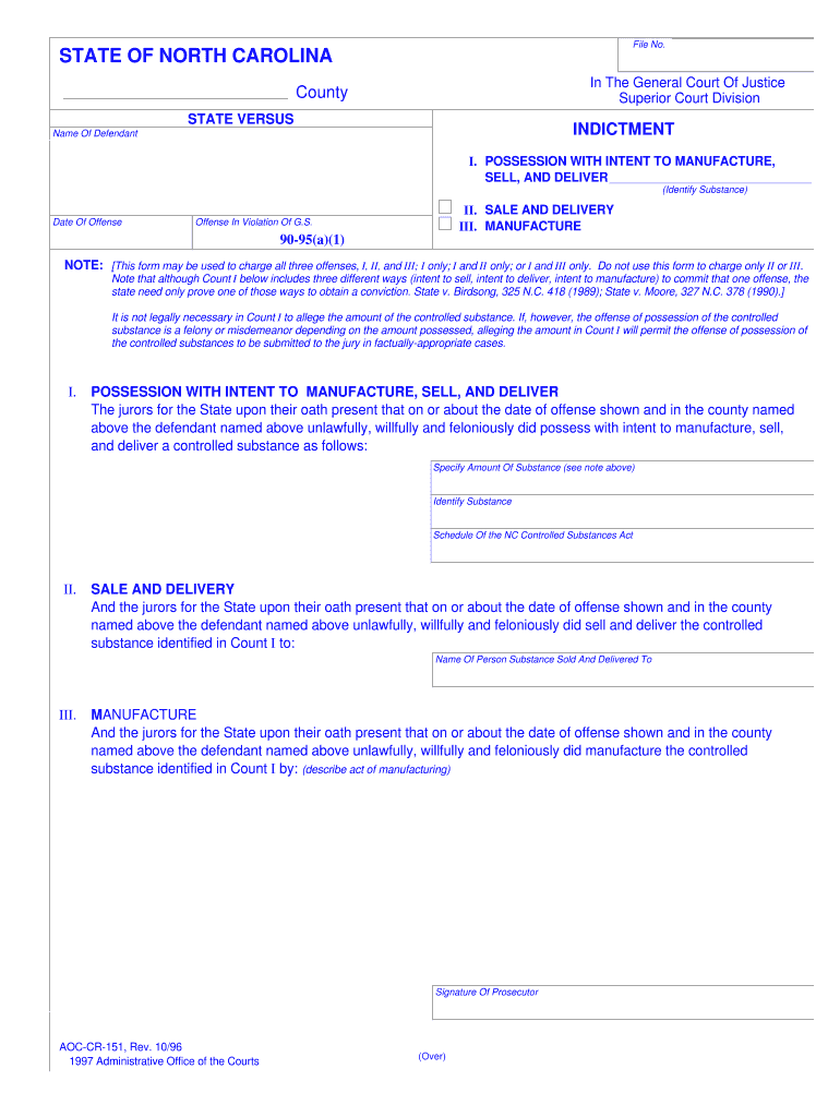 POSSESSION with INTENT to MANUFACTURE,  Form