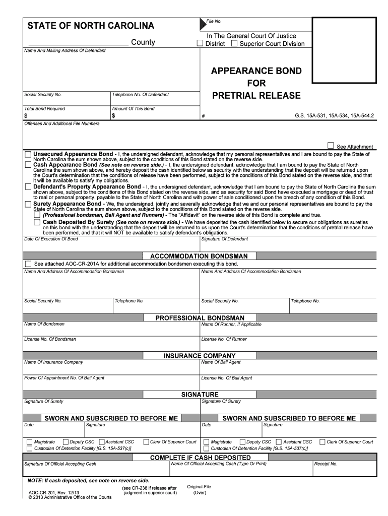 NORTH CAROLINA in the GENERAL COURT of JUSTICE COUNTY  Form