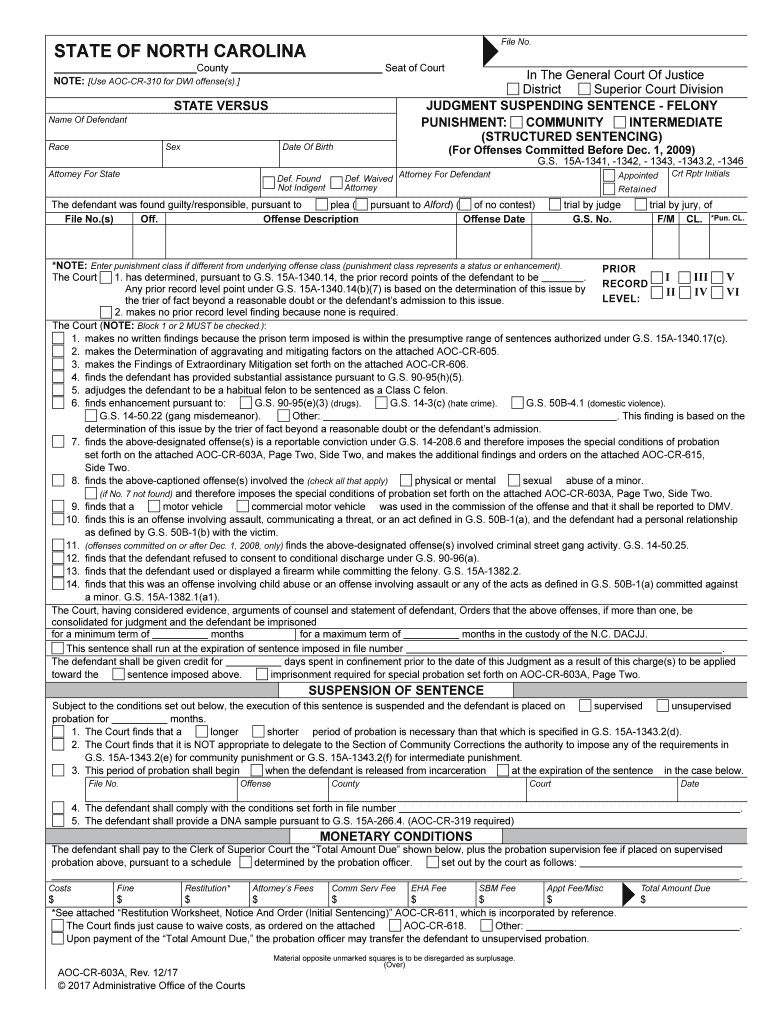 NOTE Use AOC CR 310 for DWI Offenses  Form