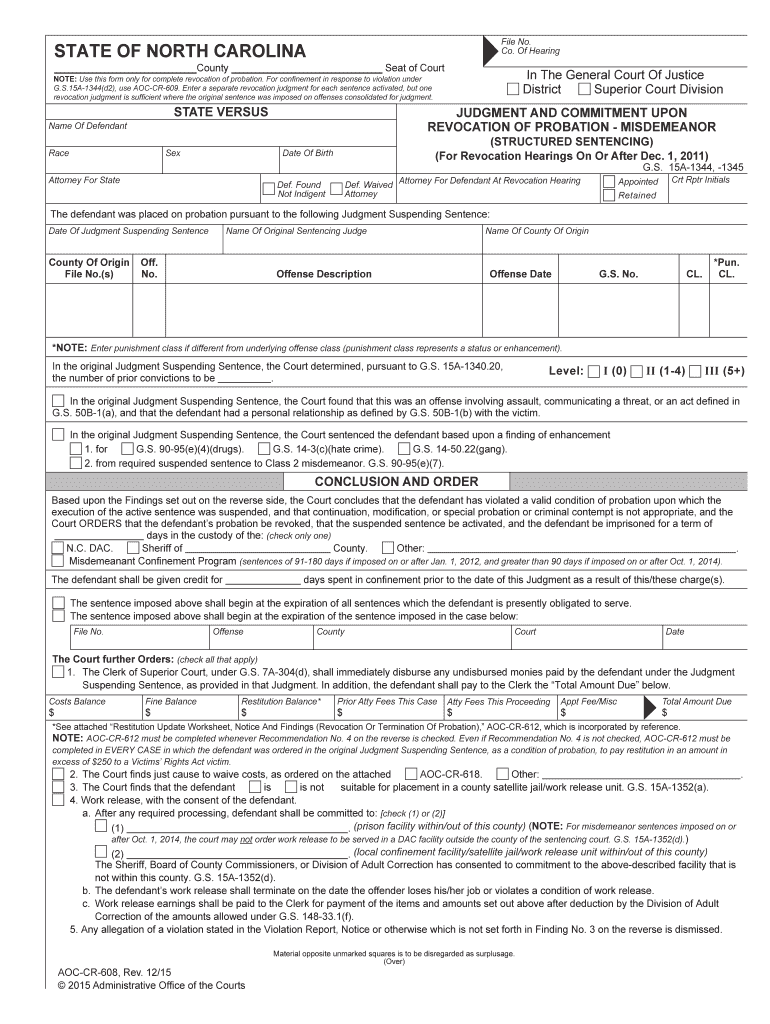 NOTE Use This Form Only for Complete Revocation of Probation