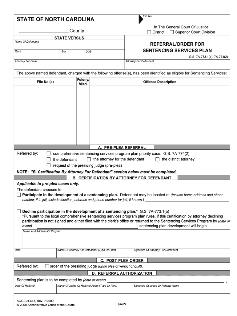 SENTENCING SERVICES PLAN  Form