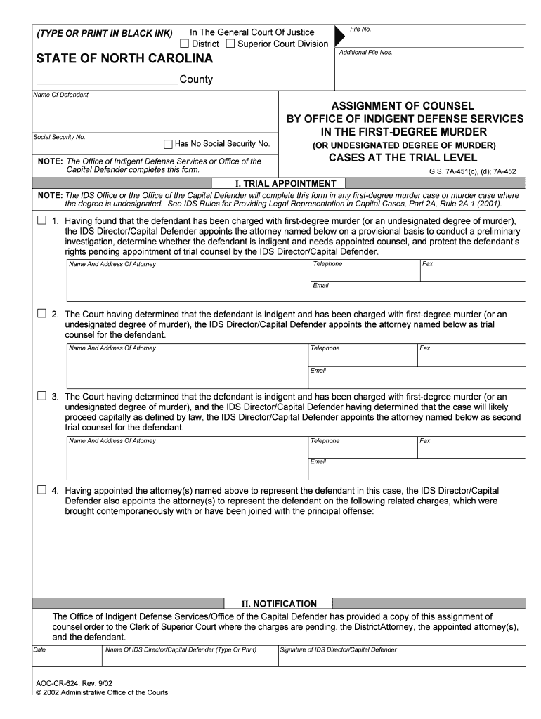 ASSIGNMENT of COUNSEL  Form