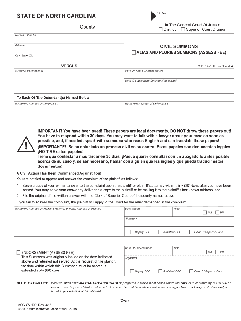 Bill of Sale Form North Carolina Civil Summons Templates