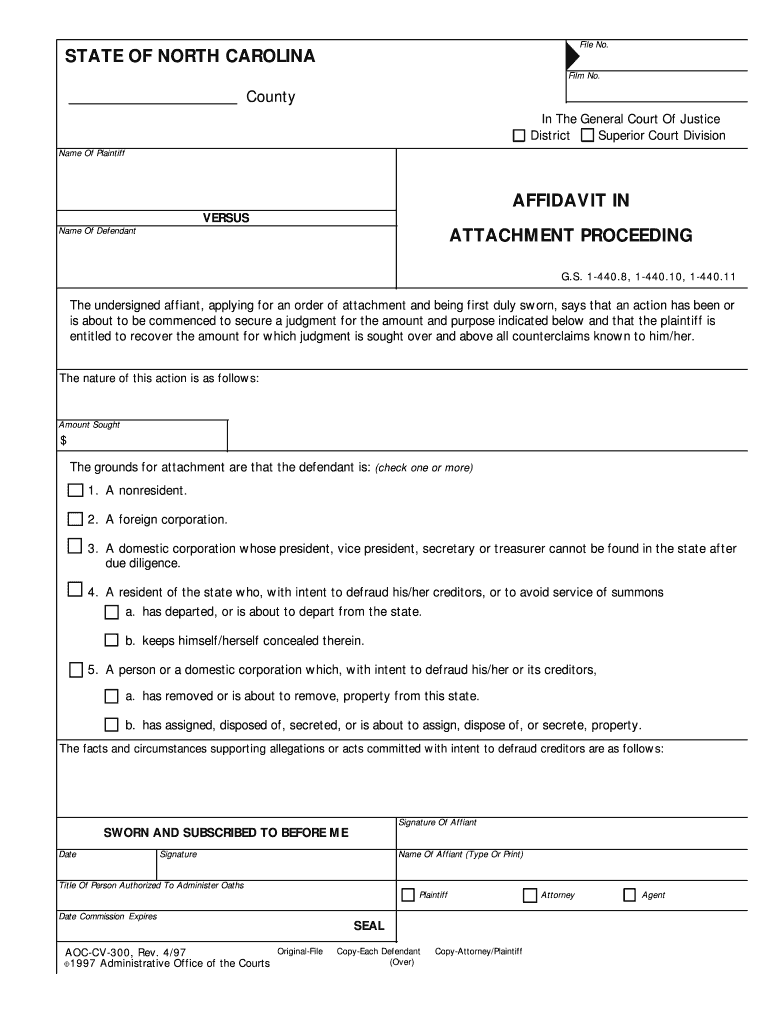 The Undersigned Affiant, Applying for an Order of Attachment and Being First Duly Sworn, Says that an Action Has Been or  Form