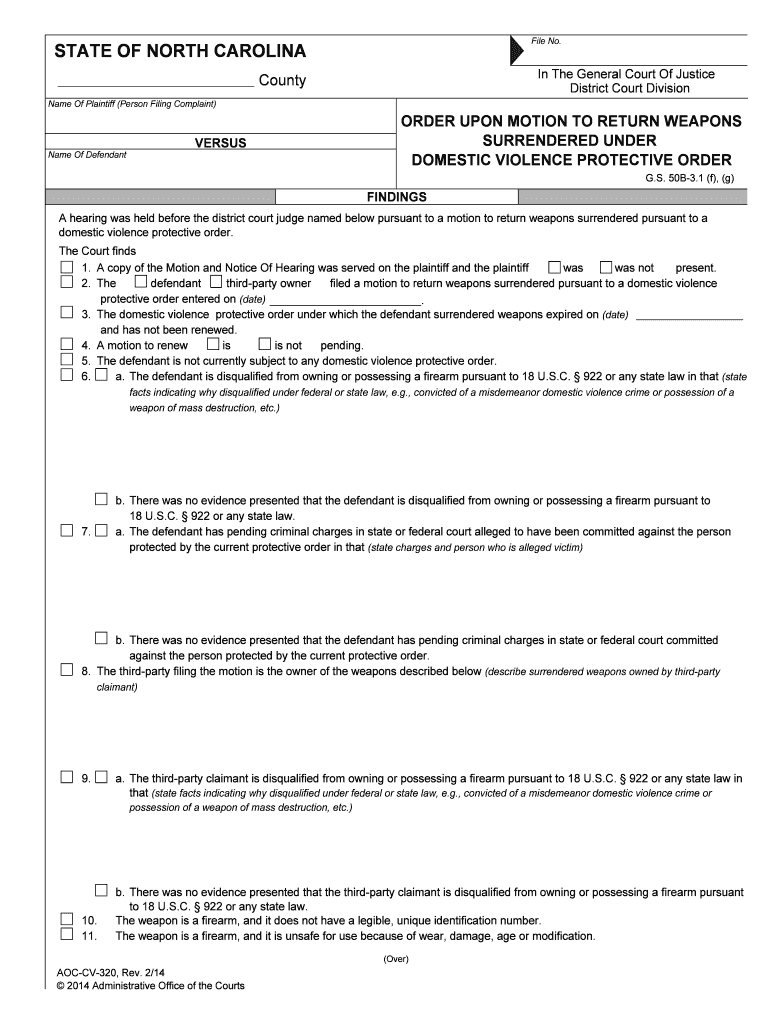 Surrender of Weapons Washington State Courts  Form