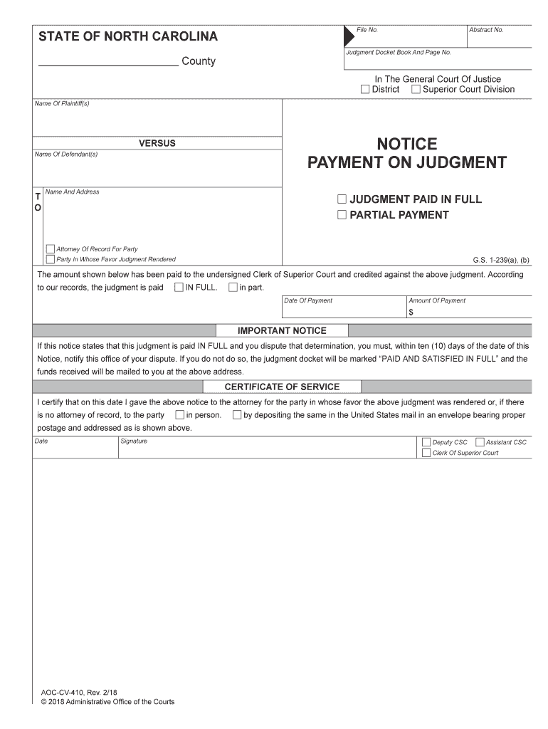 LawsuitsNorth Carolina Judicial Branch  Form