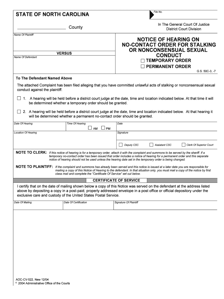 STATE of NORTH CAROLINA Ncids Org  Form