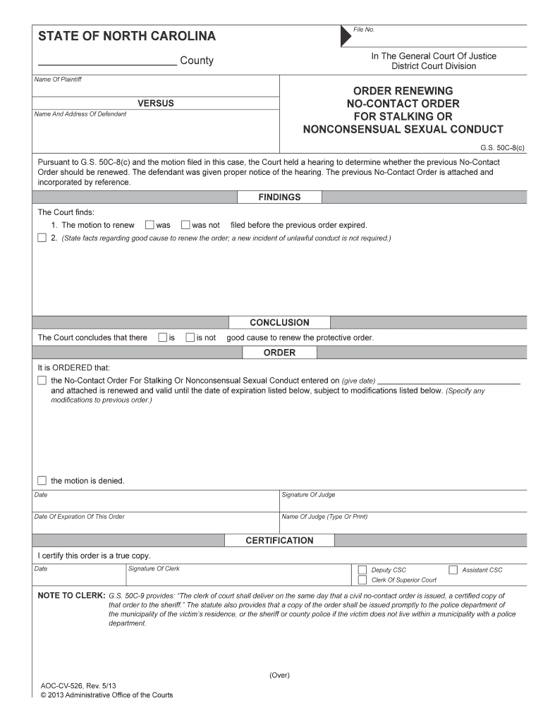 No Contact Order50CEnough NC  Form