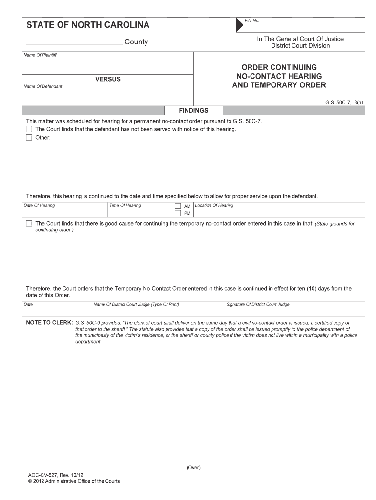 NO CONTACT HEARING  Form