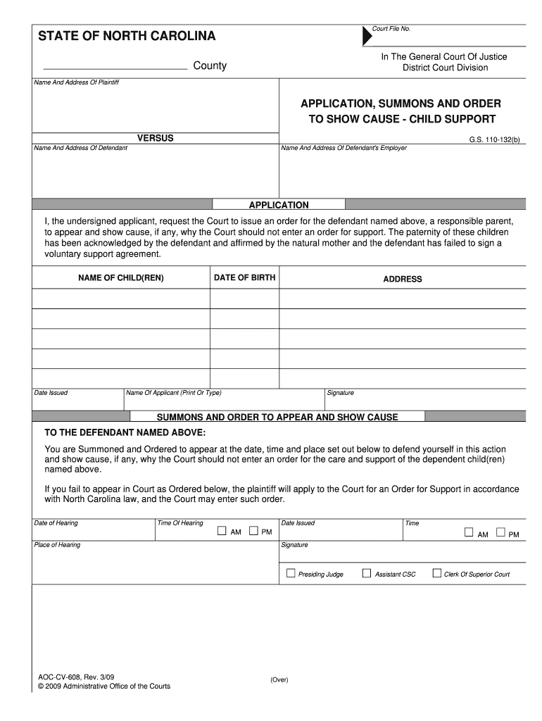 APPLICATION, SUMMONS and ORDER  Form