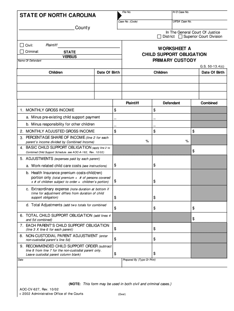 PRIMARY CUSTODY  Form