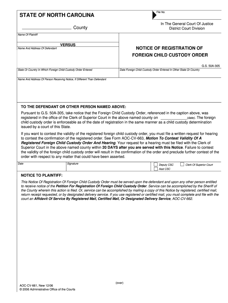 Date Foreign Child Custody Order Entered in Other State or Country  Form