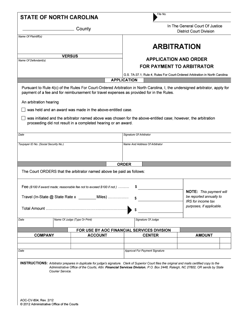 For PAYMENT to ARBITRATOR  Form