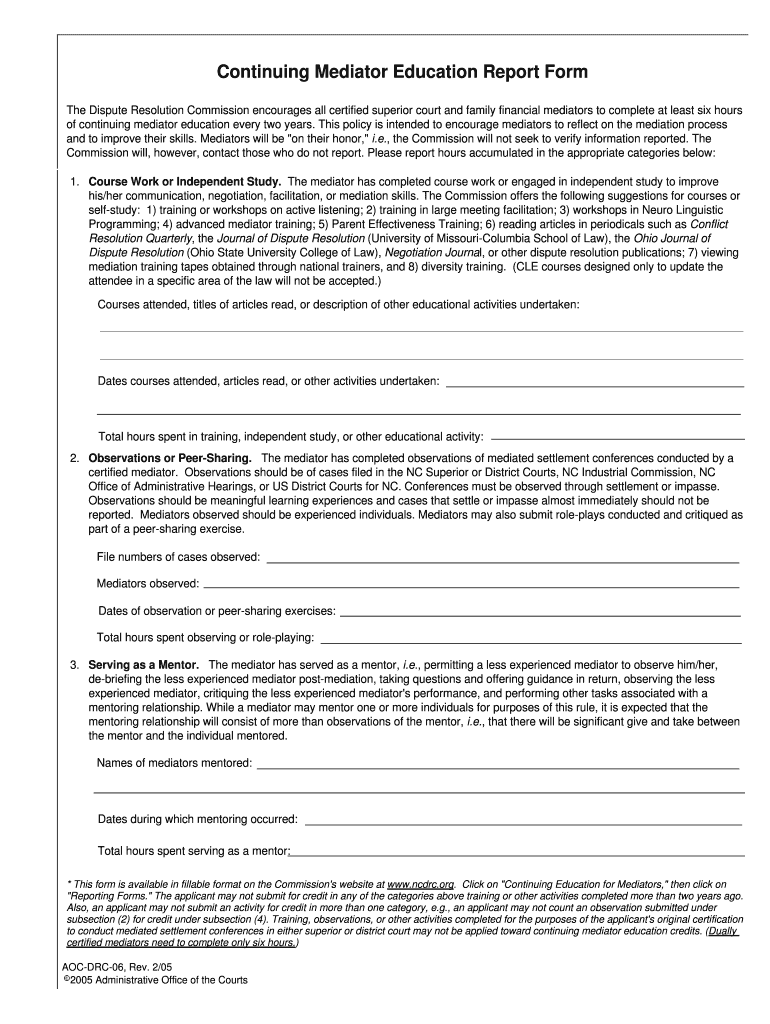 State by State Guide to Court Mediator Qualification Standards  Form