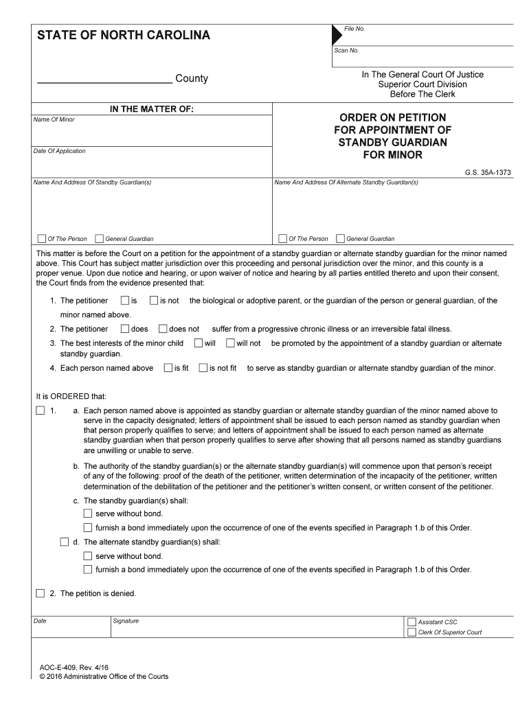 Name and Address of Standby Guardians  Form