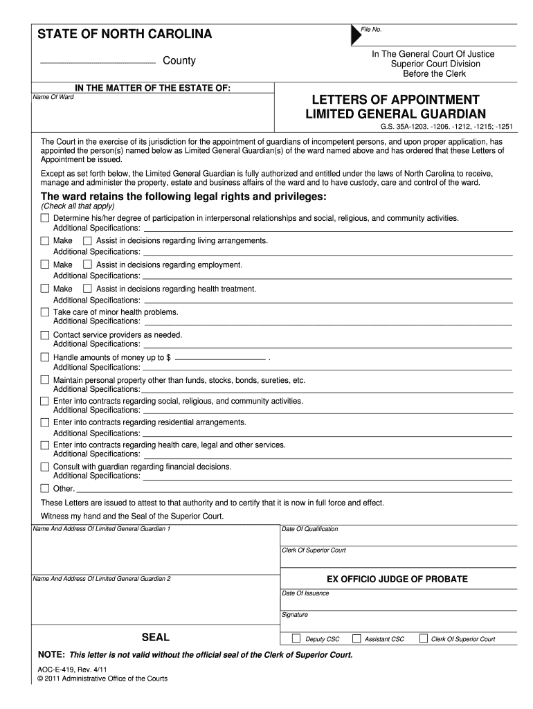 LIMITED GENERAL GUARDIAN  Form
